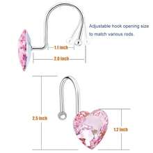 Shower Curtain Hooks Rings For Bathroom, 12PCS Valentines Day Heart Stainless Steel Rust Resistant Decorative Rhinestones Shower Curtain Rings Hangers For Shower Curtains, Clothing, Etc.,SingleHookPink - 單鉤粉紅色 - 查看 4