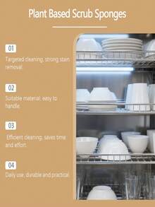 4pcs Kitchen Cleaning Sponges, Suitable For Bowls, Dishes, Pots And Countertops, Rich Foaming, Stain Removal, Easy To Rinse - Multicolor - View 7