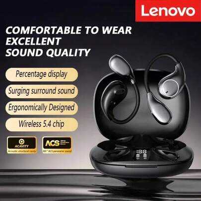  Lenovo TA320 Bluetooth Wireless Earbuds TWS Hanging Ear Style Earphone Bluetooth 5.4 Touch Control Long Battery Life With Mic