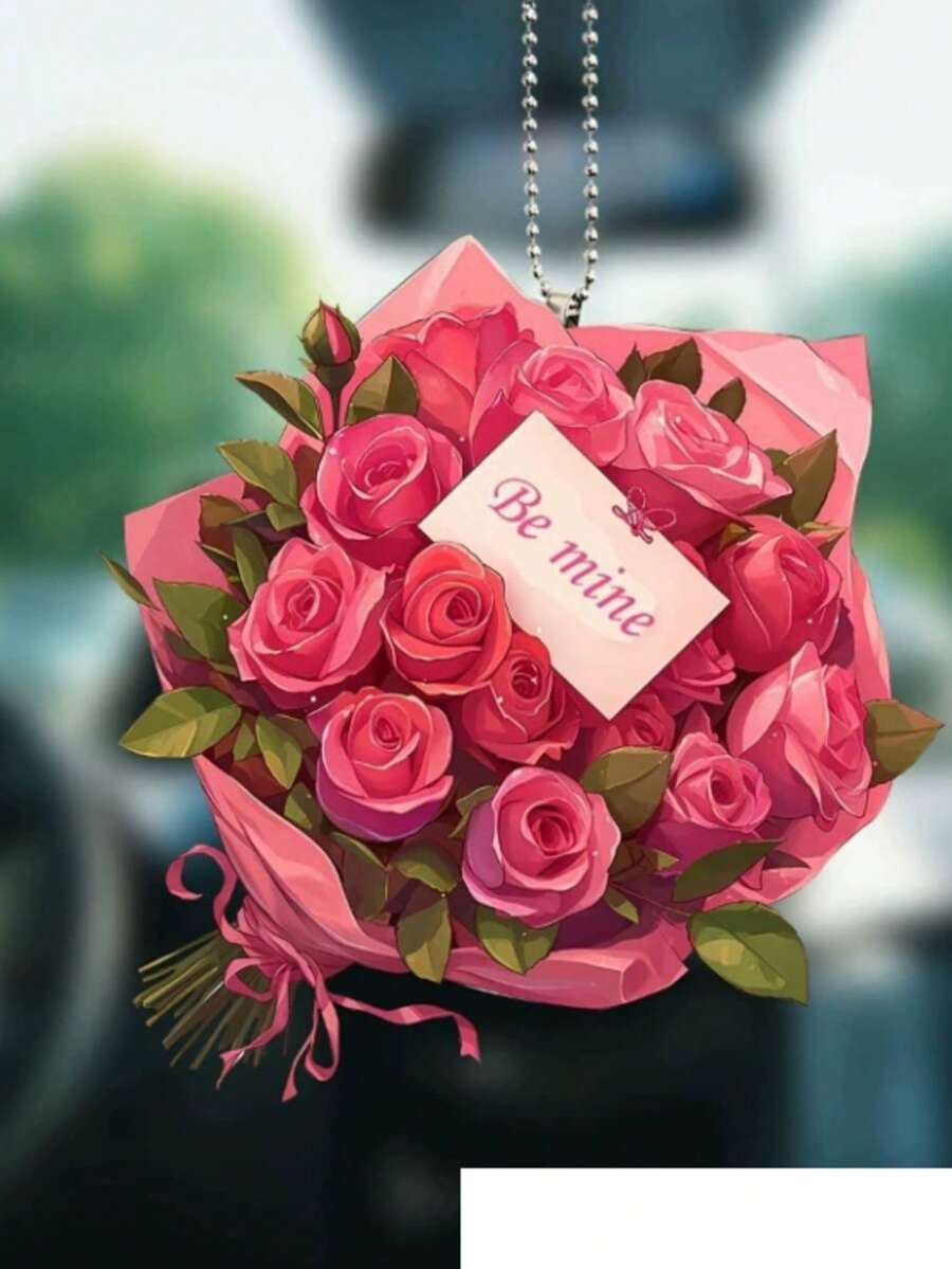 Rose Bouquet Acrylic Keychain, Gift For Girlfriend On Valentine's Day - Multicolor - View 1