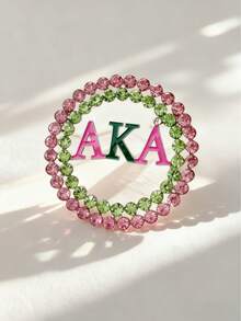 Trâm cài áo hình tròn rỗng đính đá họa tiết chữ cái Hy Lạp dành cho hội nữ sinh, ghim cài thanh lịch để duy trì tình chị em, thích hợp làm quà lưu niệm ngày lễ và đeo hàng ngày - Nhiều màu - Xem 9