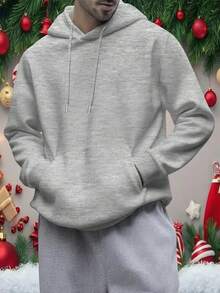 1pc Men' S 260G 100% Polyester Our Lady of Guadalupe Graphic Hoodie Black Pullover Sweatshirt, Drawstring Hood, Front Pocket Casual Fall Winter Apparel Concerts & Everyday Outfits Washable Merchandise, Unisex Adult & Youth Sizes, Gym Shirts, Everyday Comfort, Sporty Look, Comfortable and warm, suitable for Christmas, Halloween, Thanksgiving, Soft Material  Streetwear Lovers - Gris Claro - Ver 2