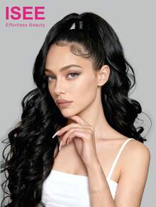 ISEE Hair Invisi 抽绳式水波纹 360 度蕾丝前额无胶假发，漂白发结，即戴即走，无需胶水，真人发假发，预先拔毛发际线，180% 密度，14-16 英寸波波头，18-26 英寸常规款，未经加工的处女发，度假活力，旅行必备，假日装扮，伴娘礼物，配饰 - SNatural - 查看 3