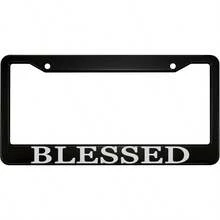 oFloral  Aluminum Alloy License Plate Frame White Letters Black Applicable to US Standard Car Metal Car Tag Frame Funny Front Clear License Plate Cover Holder for Women Men 1 Pack - ZY61 - Ver 1