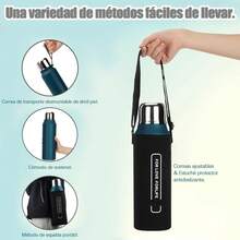 SSGP Termo de Acero Inoxidable 1000ML,Termo para Agua con Infusor de Té,Botella de Agua,Cierre Hermético,Sin BPA,Manténgase caliente y frío(24 horas),con manga de botella,A prueba de derrames - Azul Marino - Ver 8