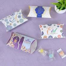 QI Jing Mao Yi 10/20/30 bucăți de cutii de bomboane Mubarak pentru Eid Al-Fitr Ramadan, cutii de pernă Karim pentru Ramadan islamic și cutii de ciocolată, marturii pentru petreceri musulmane, cutii cadou pentru decorațiuni de nuntă, cutii de bomboane pentru petrecere și cadouri pentru fii și fiice.