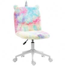 Fluffy Unicorn Office Chair | Mid-Back Swivel Desk Chair With Rainbow Multi-Colored Design - Default - View 9