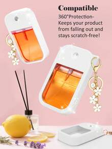 2pcs Touchland 1oz (30ml) Hand Sanitizer Spray Bottle Protective Case, 26 Flower & Letter Spray Bottle Marker, Silicone Anti-Drop Anti-Collision Protective Case With Keychain Design, Easy To Carry For Travel, Can Be Hung On Bags, Keys Or Children's Backpacks, Wear-Resistant, Waterproof, Reusable Protective Case For Touchland Hand Sanitizer Spray, Travel, Outdoor, Gifts, Halloween Gifts, Christmas Gifts