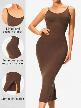 Body sin espalda para levantar el trasero y controlar el abdomen para mujeres, vestido de licra con abertura sexy en la cintura, prenda moldeadora transpirable