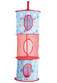 United Labels Wutz - Hängeaufbewahrung für Kinder Kinderzimmer Aufbewahrungsnetz 3 Fächer Rot 27,5 x 75 cm - Rot - Übersicht 1
