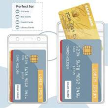 1pc/3pcs/5pcs/10pcs Waterproof Transparent Extra Thick Horizontal & Vertical Plastic Clear S PVC Sealable Waterproof Name Cards Protector Bus Bank Card Protector Card Badge Holders Lightweight Portable Card Card White-Collar Workers Holiday For Anniversary For Birthday Gift Accessories Gift Card Cover Card Holder Wallet Business Card Holder Credit Card Holder Teacher Lanyard With Id Holder Card Holder Women For Women For Men Card Wallet - 無色 - 查看 10