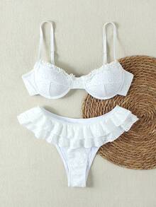 Ladies' French-Style White Ruffle Bikini, Hot Girl Style, Sexy Beach And Sandy Shore Vacation Two Pieces Swimsuit, Summer Spring 2026 - White - View 4