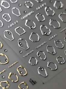 1pc Asymmetrical Silver Frame Nail Art Stickers 5D Crystal Diamond Manicure Designs For Long Nail Nails Nail Supplies - Silver - View 3