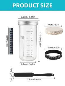 Sourdough Starter Kit, 24 Oz Large Capacity Yeast Fermentation Jar/Tank With Aluminum Lid, Date Marked Feeding Band, Silicone Scraper, Cloth Cover And Thermometer Band, Sourdough Container For Making Bread, Brewing Tools, Fermentation Tools, Fermentation Vessel, Reusable Sourdough Bread Baking Supplies - - - View 6