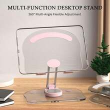 360 Degree Rotating Mobile Tablet Stand, Adjustable Tablet Holder-Adjustable Foldable Desktop Table Holder Base,Multi-Angle, Non-Slip Silicone Base,Portable Stand Desk(Pink) Compatible With, Android Phone, Birthday, Family, Friends Phone Holder Phone Stand Phone Accessories - Pink - View 3