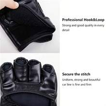 成人半指MMA拳击训练手套一副，适用于踢拳、泰拳、MMA等运动。白色、黑色 - 彩色 - 查看 9