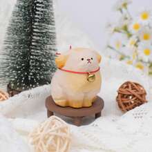 Heartwarming Wooden Dog Figure - A Handmade Puppy Carving With Warmth And Character, Infusing Life Into Your Living Space - Yellow-white Puppy - View 3