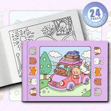 Libro para colorear creativo y lindo con personajes de conejo, libro para colorear de temas de animales para niños, libro de pintura de graffiti, regalo de cumpleaños para niños - Multicolor - Ver 14