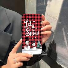 1PC Phone Case ,  Red Plaid Snowmen Christmas Pattern , Stylish Phone Case, Phone Decoration, All-around Lens Protection, Creative Small Gift, Funny Gift for Boys and Girls - ブラック - チェックする 5