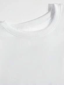 棉質女式落肩衛衣，燈串字母圖案衛衣，休閒秋冬厚實面料，加厚加絨保暖圓領寬鬆超大運動衫 - 白色 - 查看 3