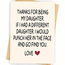 1 Pc Funny Creative Card For Daughter Featuring Heartfelt Design Premium Paper Perfect For Daughter Family Ideal For Birthday Thank You Christmas All Celebrations Includes Invitation And Envelope - Multicolor - View 1