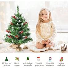 COSTWAY 60 Cm Small Christmas Tree, Mini Christmas Tree With 50 Branches And Base, Artificial Table Christmas Tree Diameter 40 Cm For Home Office - With Red Berries - View 4