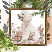 1pc Vintage Poodle Floral Art Print, Polished Wooden Frame, Square Farmhouse Decor Poster, Lightweight Single Picture Frame, Ideal Gift For Dog Lovers, 8x8 Inch - 彩色 - 查看 4