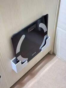 4pcs/2pcs Smart Storage Rack With Electronic Scale - No Drilling Required, Adhesive Backed White Modern Storage Rack For Bathroom And Kitchen Cabinets | Durable Plastic Structure, Space-Saving Design, Upper Shelf Ideal For Small Bathrooms. Bathroom - Multicolor - View 3