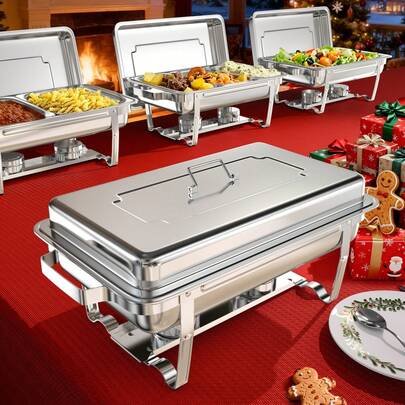 Buffet Kit Foldable Chafing Dish Buffet Set - Chafing Dishes For Buffet & Catering Food Warmers - Catering Supplies & Food Warming Trays For Buffet Party - 1/2/4/6 Pack 8QT Chafing Dish Set,Chafing Dish Buffet Set,Warmers For Food Trays Buffet ,Chafing Dishes