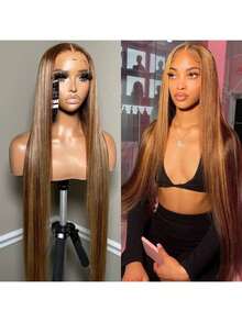 Highlight Wig Human Hair 13x4 Hd Transparent Lace Frontal Wig Honey Blonde Lace Front Wigs Human Hair Straight Pre Plucked With Baby Hair For Women - S4/27 - 查看 5