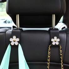 2pcs Elegant Triple-Color 5-Petal Flower Shaped Car Seat Headrest Hook, Simple Installation Multi-Function Storage Hook For Bags, Purses, Hats, Suitable For SUV, Sedan, Truck Interior Decor, Car Accessories - Multicolor - View 4