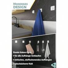 Towel Holder without Drilling, Set of 5 Stylish White Hooks Self - Adhesive with Special Adhesive Pads Modern Adhesive Hooks as Wall Hooks, Towel Hooks Bathroom Rustproof - Redonda - 5 piezas + Blanco - Ver 4