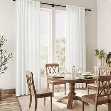 Ivory White Linen Semi Sheer Curtains 63 Inch Length For Living Bedroom 2 Panels Rod Pocket Light Filetring Privacy Linen Blend Cotton Textured Rustic Farmhouse Decor Drapes For Dining Room, W52xL63,52inchWx63inchL(Packof2),IvoryWhite - 象牙白 - 查看 5