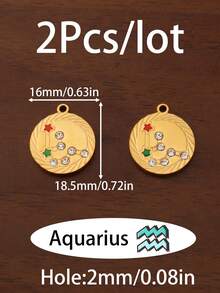 2件/套 立方氧化锆星座十二生肖漂浮吊坠 不锈钢材质 双子座 白羊座 天秤座 金牛座 十二星座吊坠 珠宝制作材料 耳环 项链 手链 DIY配件 - 十二星座吊墜 - 查看 13