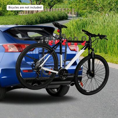 3-Bike Trunk Mount Rack, 20kg/44.1 Lbs Capacity Bike Rack Carbon Steel Bicycle Carrier, Strap-Style Car Bike Rack, Black