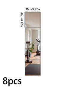 8pcs Acrylic Glass Full Body Mirror Wall Stickers, 20cm X 20cm, Frameless, Suitable For Bedroom, Home Gym Wall Decor, Shatterproof, Can Be Used For Bathroom, Vanity, Wallpaper, Wall Decals, Peel And Stick. - Multicolor - View 11