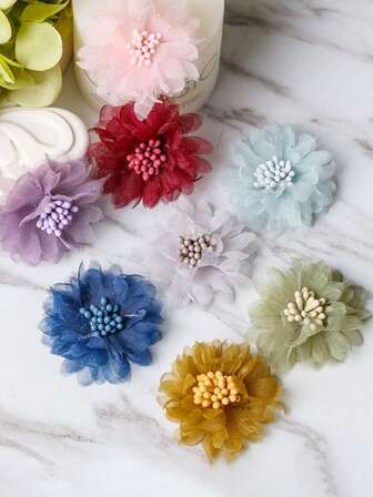 5/10pcs Artificial Daisy Flowers, 1.57inches Tulle Fabric Hibiscus Flower Heads, Suitable For Handmade Crafts, Headwear, Hair Accessory, Clothing Applique, Home Decorations, Versatile Holiday Decorations