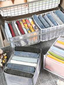 1/2pcs Household Foldable Wardrobe Storage Rack Jeans Storage Box T-Shirt And Leggings Drawer Storage Rack Drawer, Suitable For Wardrobe, Bathroom, Wardrobe Separate Storage Box, Nylon Material,Closets Clothes Organizer Pants Jeans Storage Box Cabinet Organizer Drawers Underwear Socks T-Shirt Wardrobe Storage Organizers - Multicolor - View 6