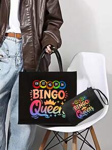 Ensemble de sacs à main pour femmes Bingo Gueen, sac à bandoulière de grande capacité avec sac à cosmétiques portable, sac fourre-tout multifonctionnel, sac de rangement à double poignée, lavable, design à ouverture supérieure, doublure, port à l'épaule décontracté, convient pour les déplacements, le travail, l'école, les vacances, les fêtes, les mariages, le stockage à la maison, également un cadeau et un souvenir parfaits pour les vacances, les anniversaires, la Saint-Valentin et le Nouvel An - Multicolore - Voir 3