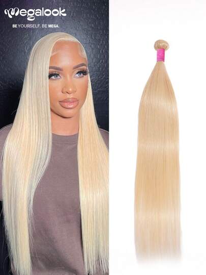 MEGALOOK Paquete de cabello humano brasileño virgen 100% sin procesar de 30 pulgadas #613 rubio, calidad 10A, 1 pieza de color rubio, cabello humano sedoso y liso, de alta calidad, suave y lleno, sin desprendimiento, se puede teñir y decolorar, se puede usar a diario y peinar libremente, económico y adecuado para mujeres, le dará un aspecto brillante para la vida diaria, como bodas, maquillaje, pestañas, citas y fiestas