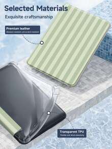 Ayotu Green Striped IPad Case, Suitable For IPad 10th Gen, IPad 7/8/9 (10.2 Inch), Built-In Pencil Slot, Fits Galaxy Tab A9 (11 Inch), Fits Kindle (11th Gen - 2024 Release), Reinforced Silicone Corners, Auto Wake/Sleep Function, Suitable As A Gift For Autumn/Winter, Christmas, Valentine's Day And New Year - Multicolor - View 8