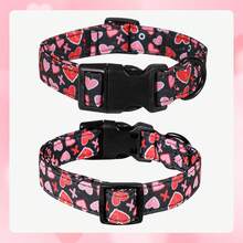 1pc Adjustable Heart-Shaped Dog Collar - Soft & Comfortable Polyester, With Quick Release Buckle, Suitable For Small To Large Breeds - Great For Daily Wear And Photo Shoots - Black - View 3