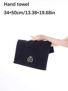 QIBHI 1pc/3pcs Solid Color Cotton Embroidered European Style 100% Cotton Bath Towel/Hand Towel, Absorbent And Soft For Bathroom, Hotel, Gym, Travel, Gift, Salon, Sports, Outdoor, Beach, School, Back To School, Travel Accessories, Home Essentials - Black - View 13