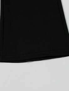 2 piezas Conjunto de chaqueta con cremallera y pantalones con estampado sexy de primavera, conjunto de ropa para vacaciones al aire libre en color negro - Negro - Ver 4