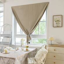 1pc Blackout Curtain, Solid Color With Black Backing, Blocks Sunlight, Darkens Room, Protects Privacy, No-Drill Adhesive Window Curtain - Multicolor - View 11