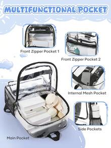 Heavy Duty Clear Backpack Stadium Approved | Waterproof See-Through PVC Clear Bag With Reinforced Shoulder Straps, Smooth Zippers And Multiple Pockets - Multicolor - View 6