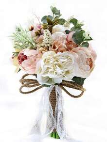 Bó hoa cưới phong cách mộc mạc cổ điển, bó hoa cưới nhiều hoa giả bằng satin, bó hoa cho phù dâu, bó hoa trang trí đám cưới, phụ kiện hoa cưới, trang trí nhà thờ/lễ hội. - Hồng - Xem 13