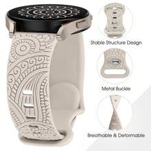 Engraved Bands Compatible With Galaxy Watch 7/FE/6/5/4 Band 40mm 44mm,Galaxy Watch 5 Pro 45mm,Galaxy Active 2,Galaxy Watch 3,Garmin Vivoactive 5 Watch Band/Vivoactive 6/3/3 Music,Venu/Venu Sq & Forerunner 55/165/245/645,20mm Soft Silicone Replacement Sport Strap For Men - 20mm - View 2