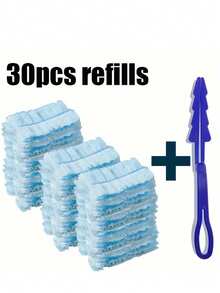 30/50片装一次性静电除尘布替换装，360度清洁桌面、书架、洗衣机、家具、汽车、键盘，洗衣机除尘头替换装（含随机颜色手柄） - 淺藍色 - 查看 9