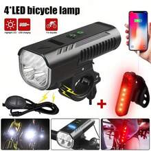 Rechargeable Bicycle Light Set, Super Bright Rear Bike Light For Night Rides, Essential Waterproof Headlights And Taillights, 4 Warning Light Modes For Men And Women - Black - View 1